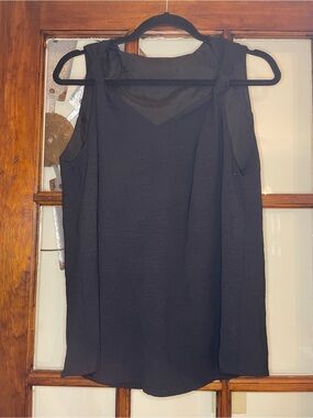 Chic Black Sleeveless Tie-Neck Top